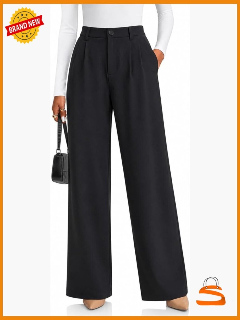Wide Leg Dress Pants for Tall Women 5'8"+ Business Casual Slacks with Pockets